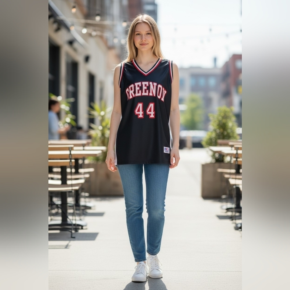 Vtg Cliff Keen Women's Greenon Size Large Basketball Jersey #44 Made In Usa